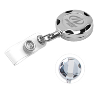 32 Cord Round Chrome Solid Metal Sport Retractable Badge Reel and Badge Holder with Laser Imprint